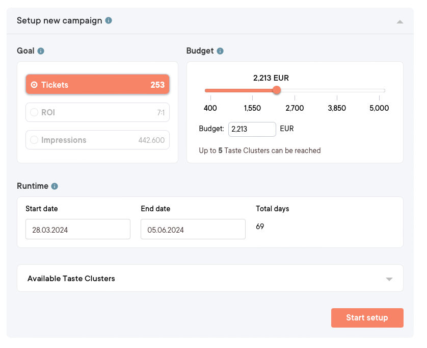 Set your goal and budget